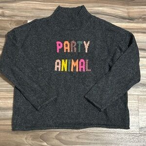 Lou & Grey Women's Gray Mock Neck Party Animal Sweater Size Large